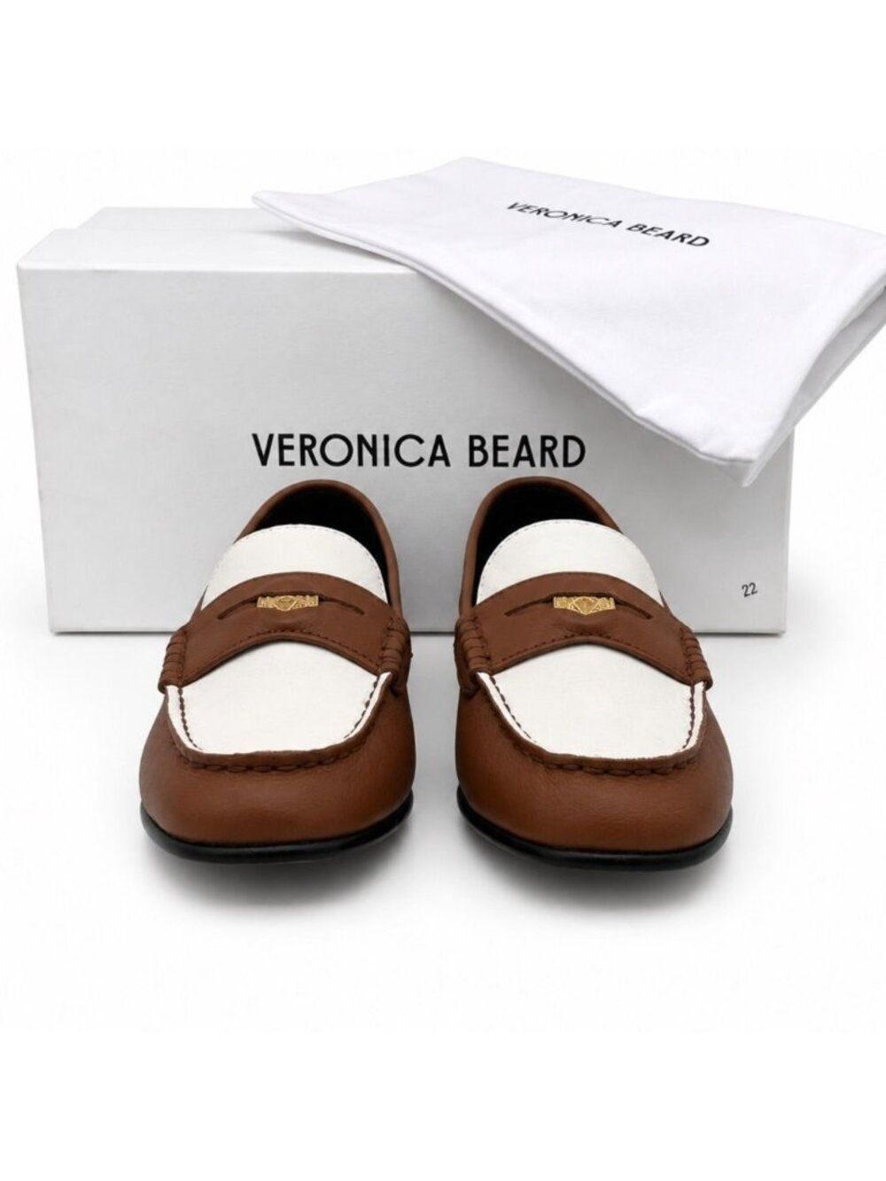Veronica Beard $350 Penny-2 Two Tone Caramel Lily Leather Loafers Womens Size 7 - Picture 6 of 7